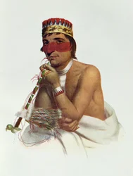 Wa-Em-Boesh-Kaa, ein Chippeway-Häuptling vom Sandy Lake, 1826, Illustration aus 